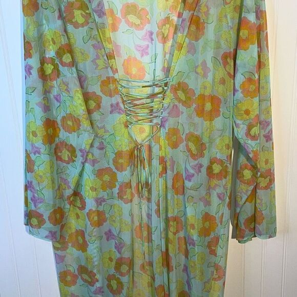 Savage x Fenty Free Spirit Floral Mesh Sheer Full Length Robe Women’s Size 2X/3X - Picture 8 of 9